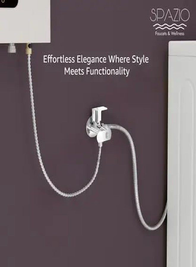 SPAZIO صمام زاوية ثنائي الاتجاه من مجموعة Spazio Brass Kubix Prime، يُثبت على الحائط (عبوة من قطعة واحدة)، مطلي بالكروم الفضي، صمام زاوية ثنائي الاتجاه/صنبور زاوية (نوع التثبيت على الحائط) - Image 5